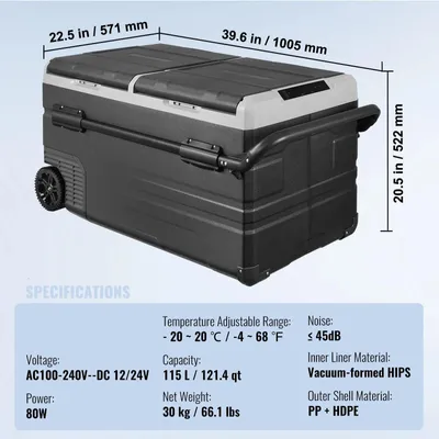Image de Réfrigérateur de voiture portable - Glacière - Réfrigérateur mobile - Glacière de camping - Mini-réfrigérateur - 115 litres