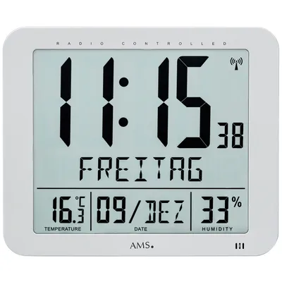 Produktbild von AMS 5884 Wanduhr Tischuhr Funk Funkwanduhr digital Datum Thermometer Wecker