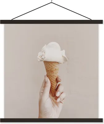 Produktbild von MuchoWow® Textilposter Sommer - Eiscreme - Braun 90x90 cm mit schwarzem Rahmen - Magnetisches