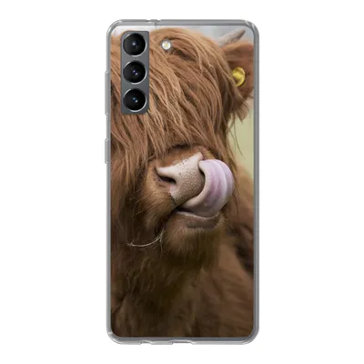 Produktbild von MuchoWow® Handyhülle Schutzhülle Hülle für Samsung Galaxy S21 Schottischer Highlander - Braun - Tiere Silikon Softcase Handy Hülle - Softcase