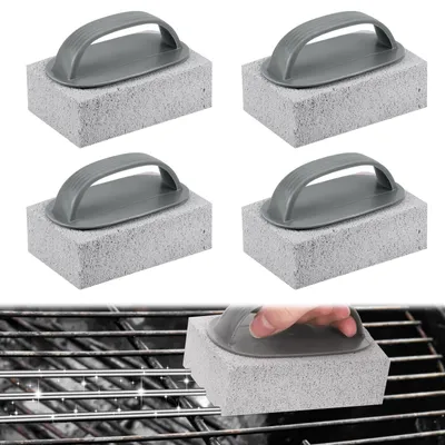 Productafbeelding van 4 stuks bimssteen reinigingssteen voor de grill, reinigingsborstel met handgrepen
