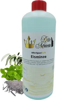 Produktbild von Dufte Momente | Whirlpool Duft 1 Liter Eisminze (Eukalyptus, Menthol, Minze) | mit naturreinen und natürlichen ätherischen Ölen | kein Schaum | vegan