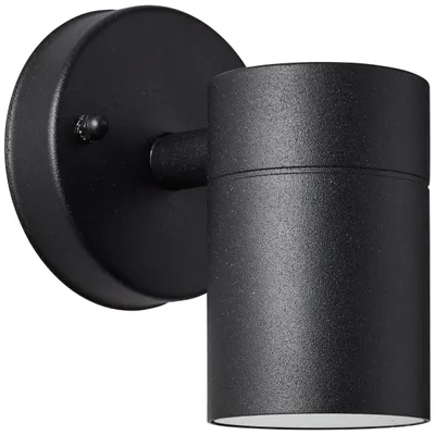Produktbild von BRILLIANT schwarzer Außenwandstrahler JANDY | mit geeignetem Leuchtmittel dimmbar | 1x GU10 Fassung max. 20 Watt | Metall/Glas | IP44