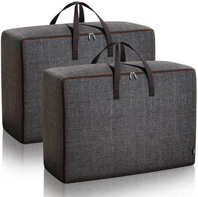 Productafbeelding van Ibenzoa® Extra grote, opvouwbare opbergtassen – 2 stuks van 100 liter (ongeveer 70x50x30 cm), waterafstotend Oxford-materiaal, verstevigde handgrepen en dubbele rits