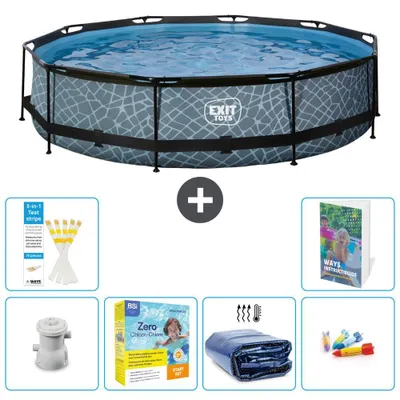 Image de Sortie de piscine "Rund" - Design "Steinoptik" - 360 x 76 cm - Composée de 5 éléments - Modèle S181