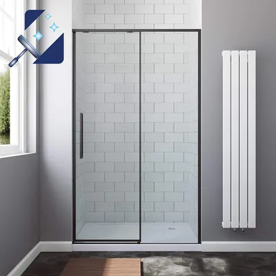 Produktbild von Schiebetür Dusche schwarz matt Duschtür Gleittür in Nische Nischentür Duschwand Glas Duschabtrennung 8mm ESG Nanobeschichtung 120x195cm