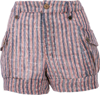 Produktbild von Shorts Boho-chic, Kurze Khadi Hose - Blau/rosa Gestreift, Damen, Pink, Baumwolle, Größe: M