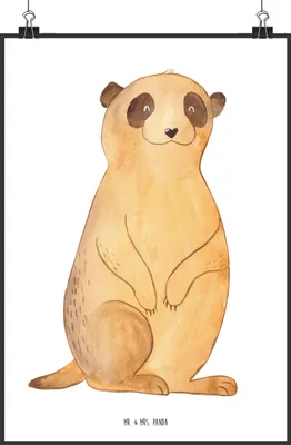 Produktbild von Mr. & Mrs. Panda Bild Erdmännchen DIN A1 - Weiß - Geschenk, Plakat, Afrika, Traveling, drucke, Reisen, Weltreise, kunstposter, wanddeko, Wandbild, Spruch