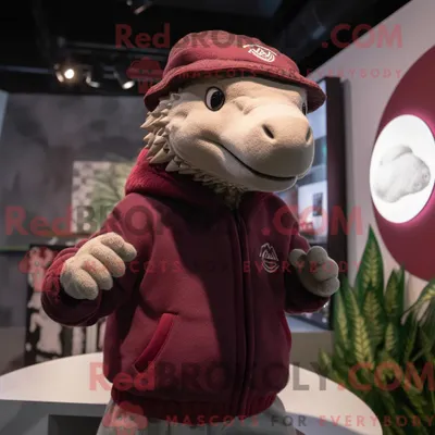 Obrázek produktu pro Postava REDBROKOLY maskota Maroon Pangolin oblečená s mikinou a barety