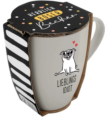 Produktbild von Tasse Motivdruck 'LIEBLINGSIDIOT', mit Banderole