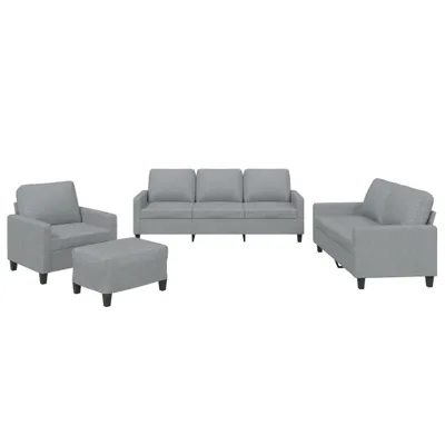 Immagine prodotto di vidaXL Set di divani 4 pezzi con cuscini in tessuto grigio chiaro