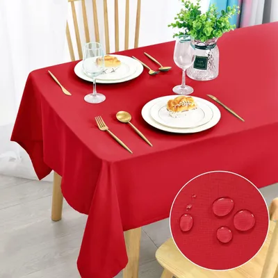 Productafbeelding van Kersttafelkleed, rood, 140x240 cm, vlekbestendig, afwasbaar, polyester