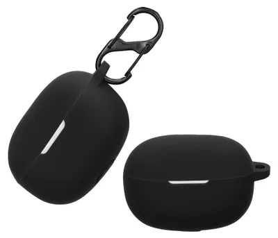 Produktbild von kwmobile Schutzhülle für Xiaomi Redmi Buds 5 Pro Hülle - TPU Silikon Case für Kopfhörer Ladecase - stoßfestes Cover mit Karabiner - Schwarz