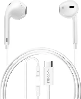 Immagine prodotto di Mayaxess, cuffie in-ear USB-C con microfono per Galaxy S25 FE, bianco