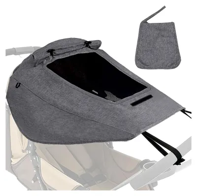 Produktbild von Sonnensegel für Kinderwagen mit Sichtfenster, verstellbarer Universal-Kinderwagensonnenschutz, wasserdicht, UV-Schutz, mit Aufbewahrungsbeutel (Grau)