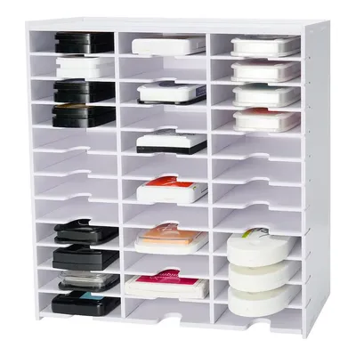 Produktbild von 32 Gitter Stempelkissenhalter Ink Pad Tray Organizer Rack Aufbewahrungsbox Für Stempelkissen Aufbewahrungsorganizer Stempelkissen, 33x33x8,4cm