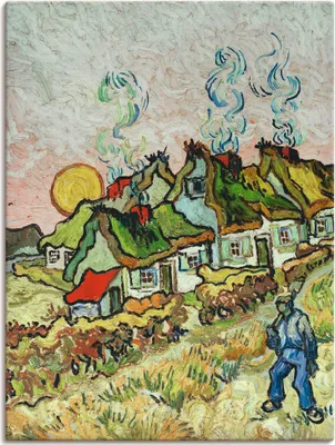 Produktbild von ARTland Leinwandbild Bauernhäuser bei Sonnenuntergang Größe: 45x60 cm