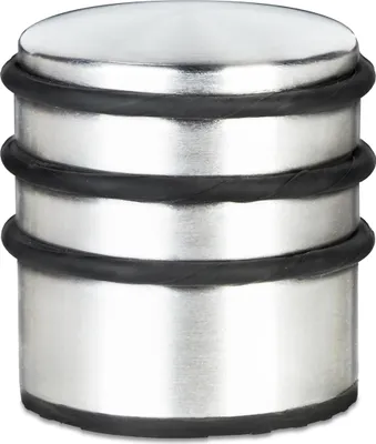 Image de 4 butoirs de porte robustes, avec anneaux en caoutchouc, en acier inoxydable et caoutchouc, H x P : 7,5 x 7 cm, couleur argent