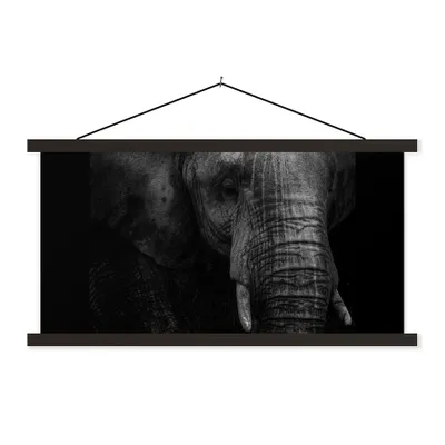 Produktbild von MuchoWow® Textilposter Elefant - Tier - Porträt 60x30 cm mit schwarzem Rahmen - Textilien
