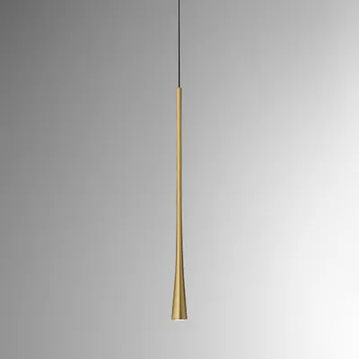 Produktbild von Dafne S/G LED-Pendelleuchte 7W 3000K CRI>90 in Aluminium - Gold mit schwarzer Deckenrosette - Gealuce