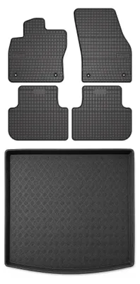 Zdjęcie produktu dla Dywaniki gumowe + mata bagażnika do Volkswagen Tiguan Allspace 2017-2024 – czarne, dopasowane – Wielganizator SolidPRO