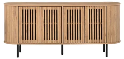 Produktbild von Buffet mit Holzoptik, 4 Türen mit Milchglasfüllung, Maße: 160 x 40 x 70 cm