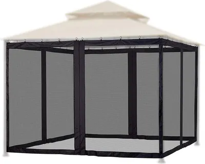 Zdjęcie produktu dla Moskitiera wisząca do użytku na zewnątrz, moskitiera do zewnętrznych chat grillowych, ogrodzenie dziedzińca ogrodowego 300 x 360 cm (10 x 12 stóp) (czarna, 4 drzwi)