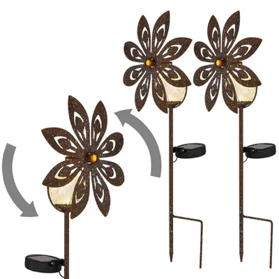 Produktbild von 2er Set LED Solarleuchte, Glaskugel, Windrad, gelb, H 50 cm