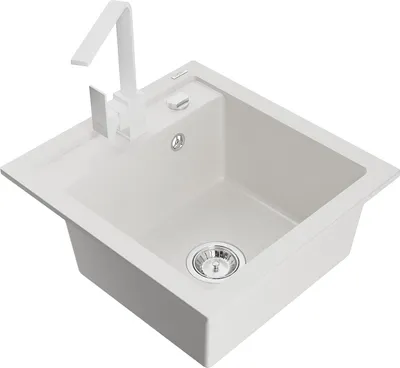 Produktbild von Mexen Vito 1-Becken-Granit-Spüle mit Mischbatterie Rita, Weiß - 6503-20-670300-20