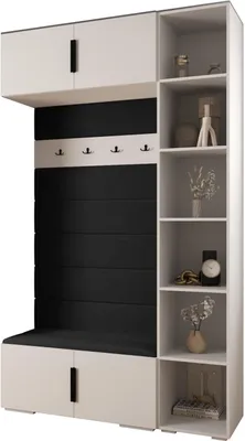Produktbild von MEBLE KRYSPOL Inova 1 Möbelset Garderobe, 236,7x140x47cm - Weiß, Manila 18, Schwarz