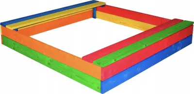 Produktbild von Sandkasten aus Holz mit Sitzbänken120x120cm Sandbox Sandkiste Sitzecken