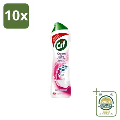 Produktbild von 10 x Cif Schuurmilch Cream Pink Flower - 500 ml - Vorratspackung - 10 Stücke