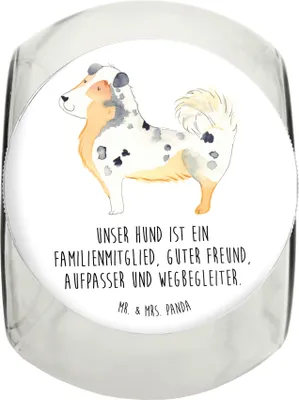 Produktbild von Mr. & Mrs. Panda Dose Hund Australien Shepherd L 870ml - Weiß - Geschenk, Sprüche, Spruch, Keksdose, Familie, Vorratsbehälter, Aufbewahrungsdose, Bonbonglas, Vorratsglas