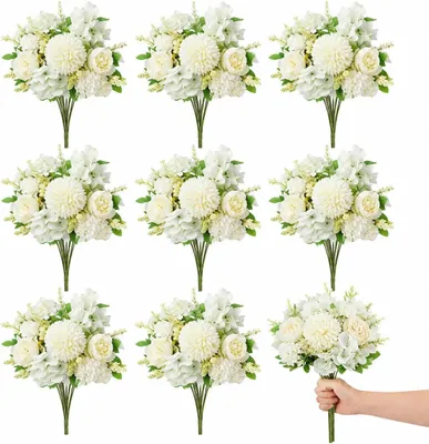 Immagine prodotto di Kunstpioen, fiori blu, confezione da 8, fiori di seta artificiali per la decorazione