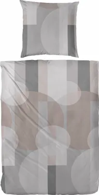 Produktbild von Westminster Feinbiber Bettwäsche 135x200 Punkte Streifen beige grau 173096-77