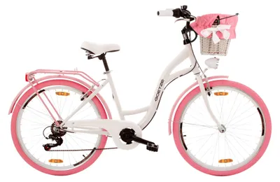 Obrázok produktu pre Goetze Mood 26" mestský bicykel, rám s nízkym nástupom 17", Shimano Tourney 6 rýchlostí, V-Brake, LED osvetlenie, pohodlné sedlo, ratanový košík