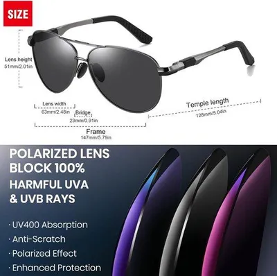 Produktbild von Sonnenbrillen Polarisiert für Männer und Frauen Ultraleichte Metallrahmen Aviator Sonnenbrillen UV400 Schutz