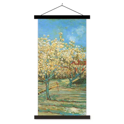 Produktbild von MuchoWow® Textilposter Blühender Obstgarten - Vincent van Gogh 60x120 cm mit schwarzem Rahmen - Magnete
