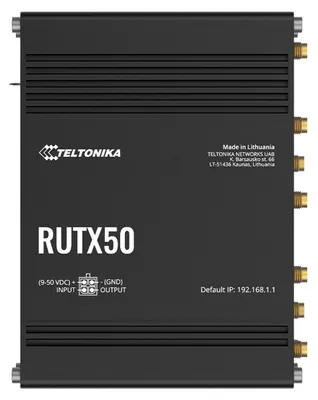 Zdjęcie produktu dla Teltonika RUTX50, Wi-Fi 5 (802.11ac), Dual-band (2.4 GHz/5 GHz), Przewodowa sieć LAN, 5G, Czarny, Router przemysłowy