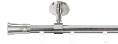 Produktbild von SN Deco Gardinenstange Innenlauf Lyon, 19 mm, 1-läufig, Stahl, Komplett-Set mit Ringen, Profildeckentrager, 150 cm, edelstahl optik
