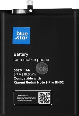 Produktbild von AKKU passend für Xiaomi Redmi Note 9 PRO (BN52) 5020 mAh Li-Ion Blue Star