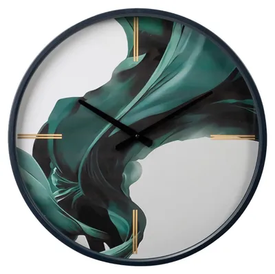 Wanduhr Metall/Glas 50 x 6 x 50 cm grün-schwarz-grau