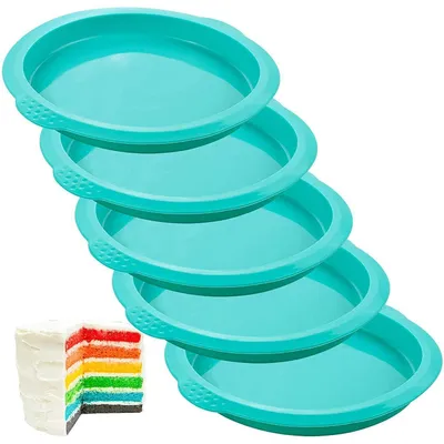 Produktbild von Silikon Kuchenform Set 5 Stück 15 cm rund Antihaftbeschichtung für Schichtkuchen