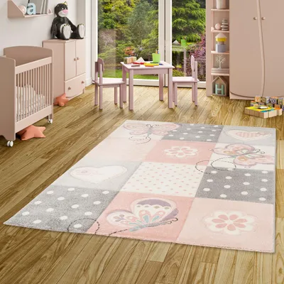 Produktbild von Kinder Teppich Maui Kids Rosa Karo Herzen, Größe:160x230 cm