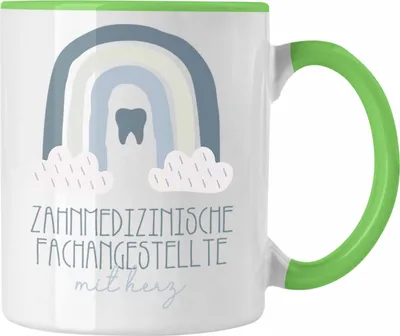 Produktbild von Trendation - Zahnmedizinische Fachangestellte Tasse Geschenk Danke Kaffeetassse Geschenkidee für Zahnmedizinische Fachangestellte mit Herz Spruch (Grün)