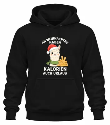 Immagine prodotto di A Natale le calorie hanno vacanze alpaca lama divertente unisex felpa con cappuccio, nero, XXL