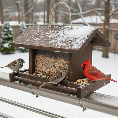 Produktbild von Vogelfutterhaus Holz, große Kapazität, für Außenbereich