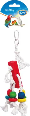 Produktbild von Duvo+ Vogelspielzeug mit Baumwollseil und Holzblöcken, Maße: 23 cm