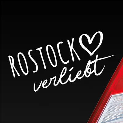 Produktbild von Auto Aufkleber Rostock verliebt Herz Stadt Heimat Liebe Car 19x8 cm Weiss Matt Sticker Heckscheibenaufkleber