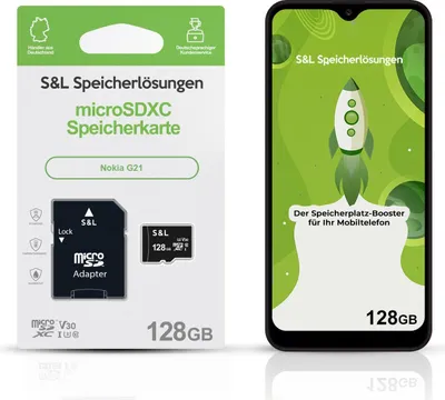 Produktbild von microSD Speicherkarte S&L für Nokia G21 - Speicherkapazität: 128 GB